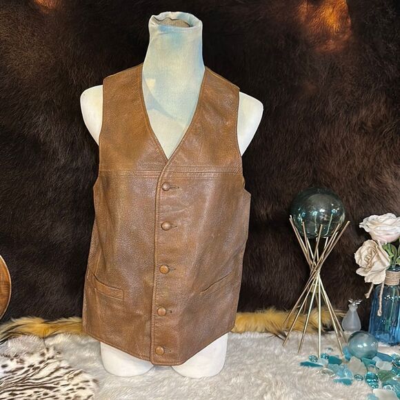 Vintage leather vest S (6932) - Picture 1 of 4